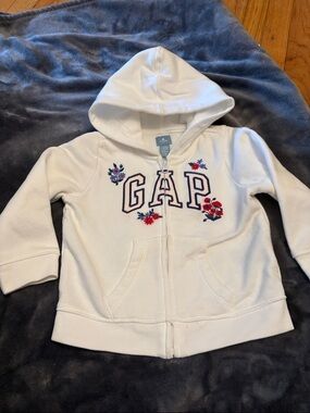GAP White Hoodie with Floral Embroidered Logo for Kids